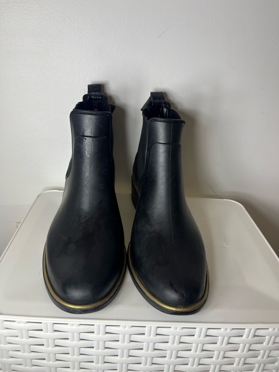 kate spade Black Chelsea Rain Booties with Gold Trim - Picture 5 of 13